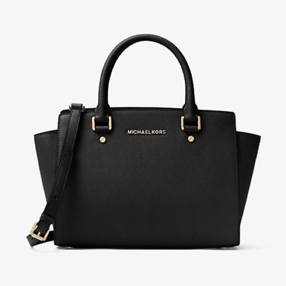 Michael Kors Black Selma Satchel Saffiano Leather Crossbody Bag - Picture 14 of 14